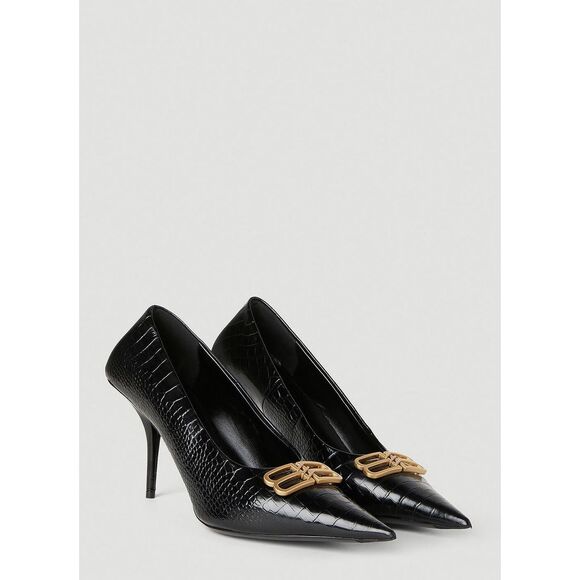 Balenciaga Logo Plaque Heeled Pumps in Black Size EU38/US8 $950 - Picture 1 of 14